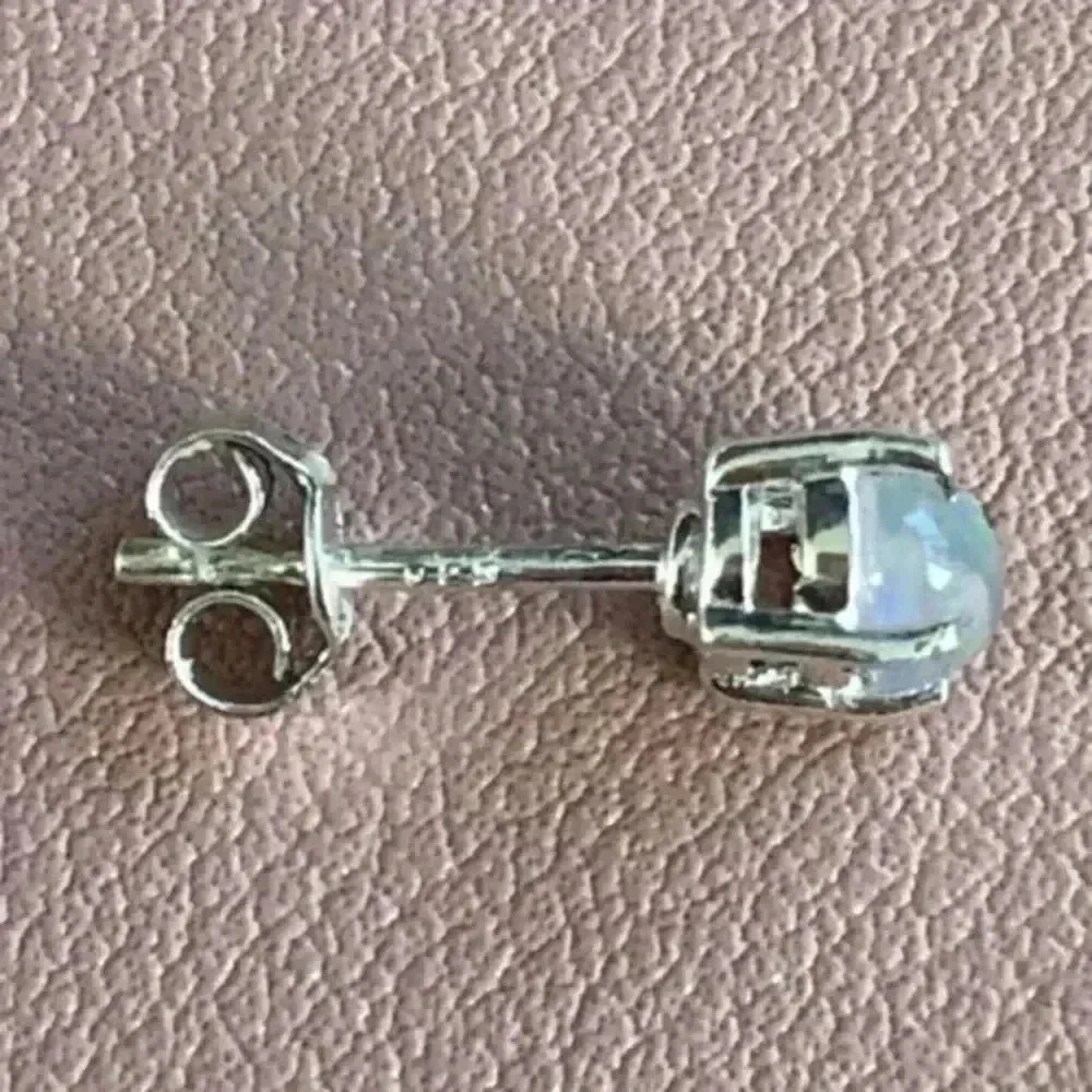 Authentic Ethiopian Opal & 925 Sterling Silver Stud Earrings Unisex NWT